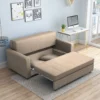 Modern Beige Convertible Sofa Bed with Track Arms