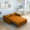 Burnt Orange pull-out sofa bed, partially extended