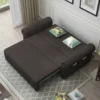 Dark brown Fold Out Sofa Bed fully open in bedroom setting