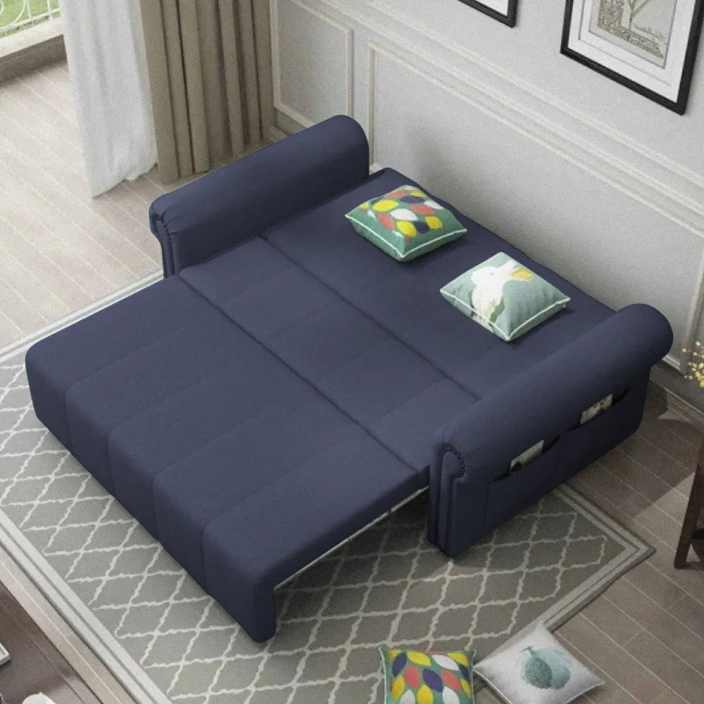 Fold Out Sofa Bed fully open in bedroom setting