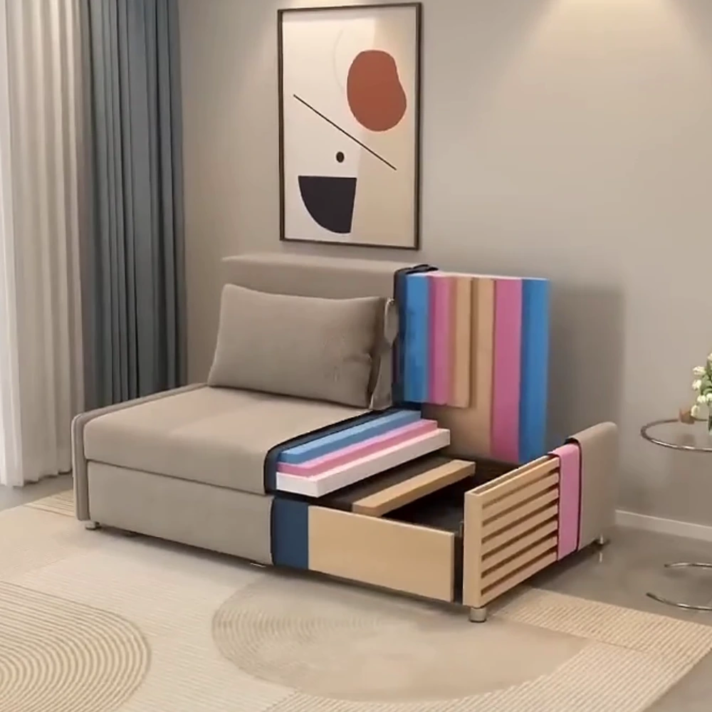 Bambillo Bella Armless Sofa Bed, showing a cross section of the sofa bed to show all the different layers and construction