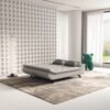 Bambillo Rio Click Back Sofa Bed in marl grey fabric colour, showing bed configuration with headrest folded down